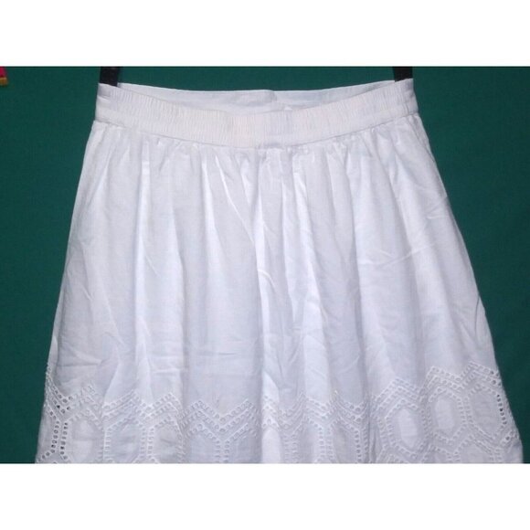 White skirt flare A-Line Cottagecore Boho eyelet lacy accents Modest gypsy - Picture 6 of 11